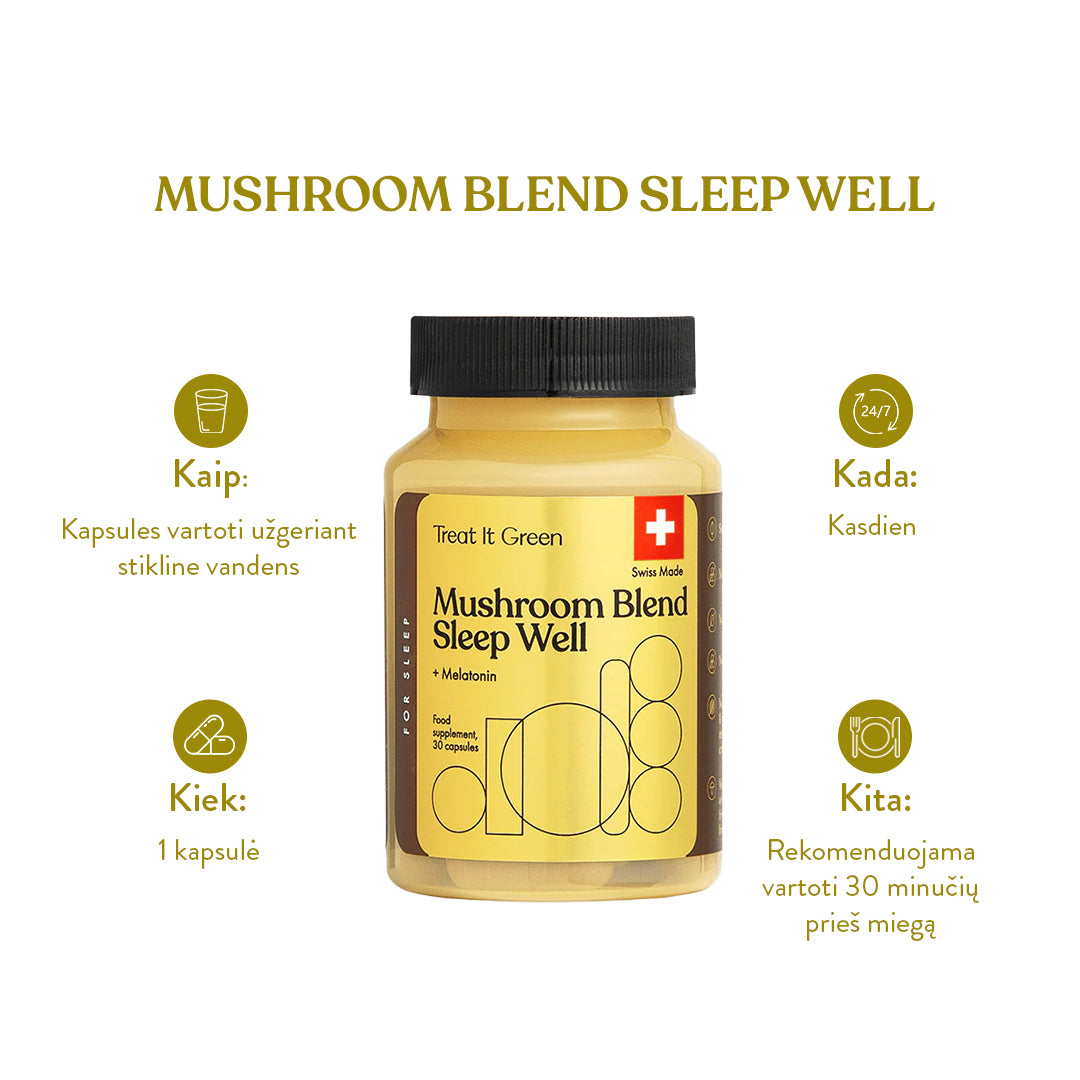 Mushroom Blend Sleep Well  + Melatonin (30 caps)